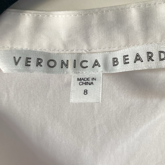 Veronica Beard Ruched Shirt Dress Womens Size 8 Cotton Midi contemporary White - Picture 9 of 12